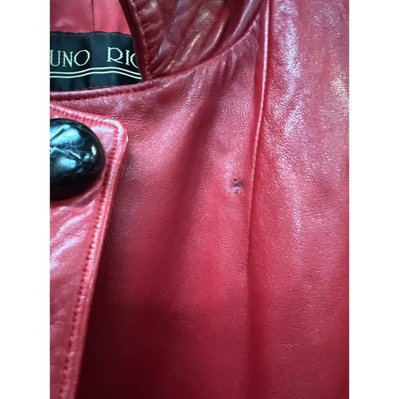 Bruno Ricci Leather Oversized Coat Red Full Jacket - Picture 9 of 13